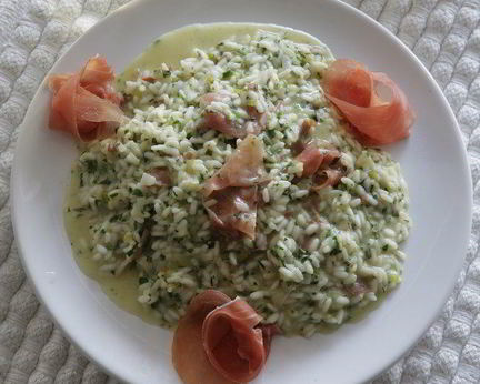 Ризотто с мятой и ветчиной
