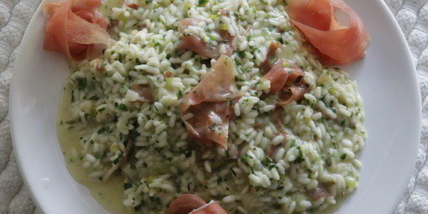 Рецепт ризотто с мятой и ветчиной