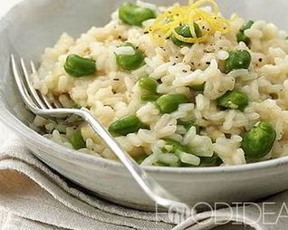 Ризотто с овечьим сыром, бобами и лимонным соком