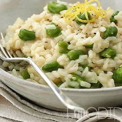 Ризотто с овечьим сыром, бобами и лимонным соком