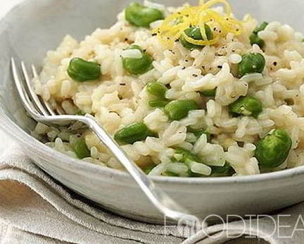 Ризотто с овечьим сыром, бобами и лимонным соком