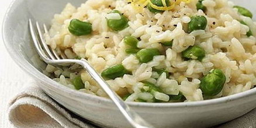 Рецепт ризотто с овечьим сыром, бобами и лимонным соком