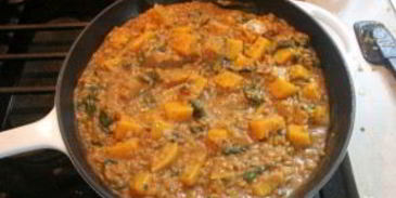 ризотто с тыквой и шпинатом