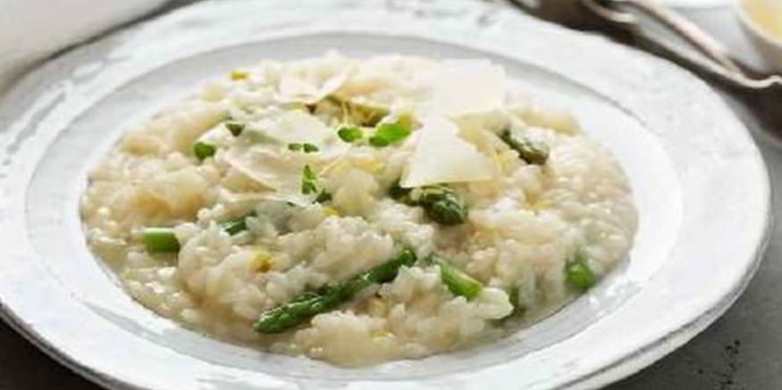 Рецепт ризотто со спаржей, пармезаном и голландским соусом