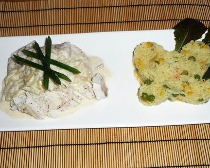 Судак по-монастырски с ризотто