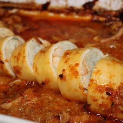 Фаршированные тушки кальмаров