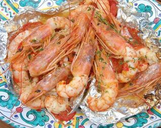 Креветки на гриле в пряном апельсиновом маринаде