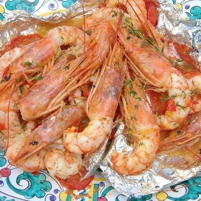 Креветки на гриле в пряном апельсиновом маринаде