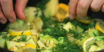 креветки с кабачком и лимоном