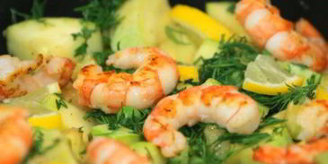 креветки с кабачком и лимоном