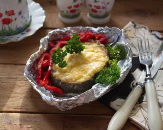 Рыба клыкач на гриле