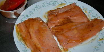 семга в сладко-кислой глазури