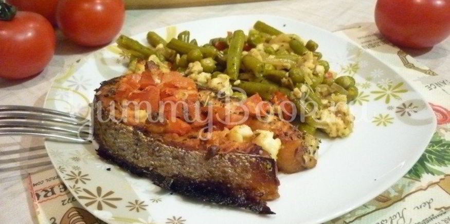 Рецепт запеченной семги с брынзой и помидорами
