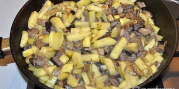 жареные лесные грибы с картофелем