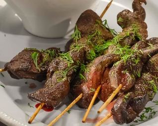 Шашлычки из говяжьей печенки