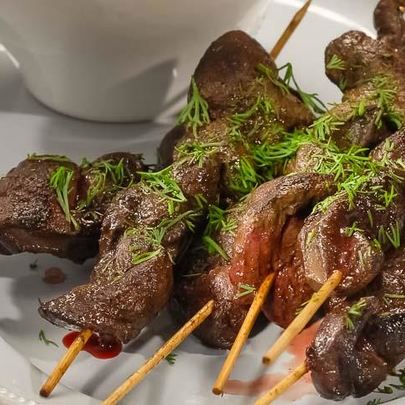 Шашлычки из говяжьей печенки