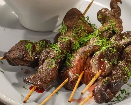 Шашлычки из говяжьей печенки