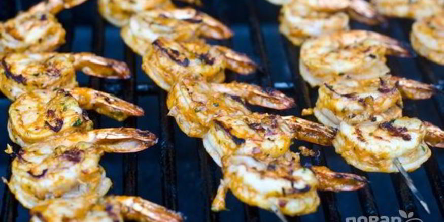 Рецепт шашлычков из креветок на гриле