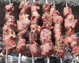 Шашлык из телятины на минеральной воде