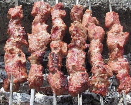 Шашлык из телятины на минеральной воде