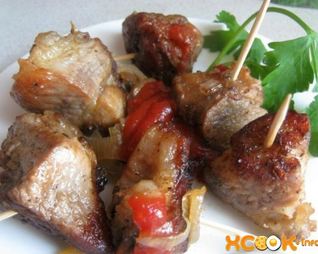 Шашлык на сковороде из свинины