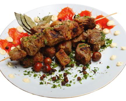 Шашлык свиной в кефире со сладким перцем и луком