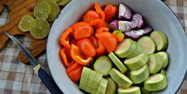 сицилийские шашлычки из овощей и трески