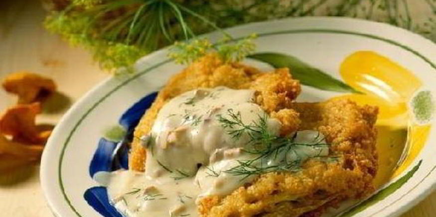 Рецепт капустных шницелей с грибным соусом