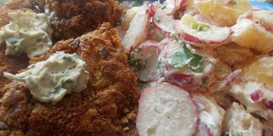 Рецепт венских ореховых шницелей со сливочным картофельным салатом