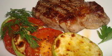 рибай стейк с овощами гриль