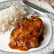 Рецепт Стейка из свинины с апельсиново-горчичным соусом