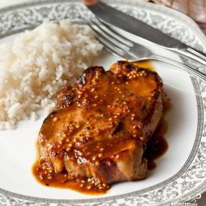 Стейк из свинины с апельсиново-горчичным соусом