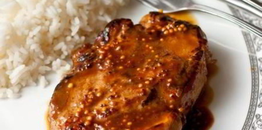 Рецепт стейка из свинины с апельсиново-горчичным соусом