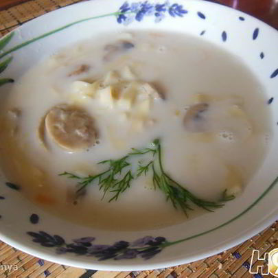 Сырная лапша с шампиньонами