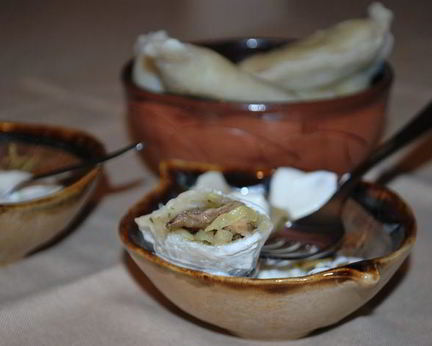 Вареники с капустой и маслятами