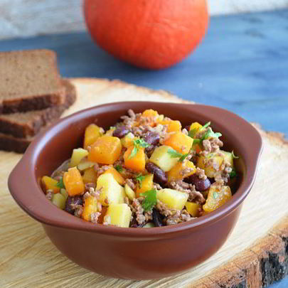 Тыквенное жаркое с фаршем и фасолью