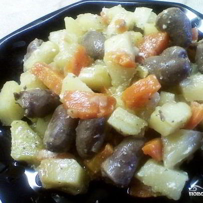 Жаркое из куриных сердечек
