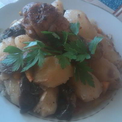 Жаркое из курицы с картофелем и баклажанами