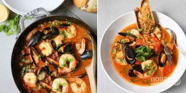 жаркое с рыбой и морепродуктами в томатном соусе