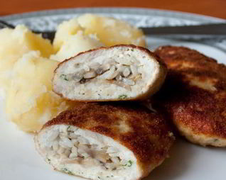 Куриные зразы с рисом и грибами