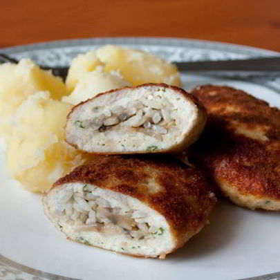 Куриные зразы с рисом и грибами