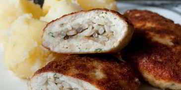 куриные зразы с рисом и грибами