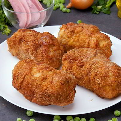 Зразы с ветчиной и горошком