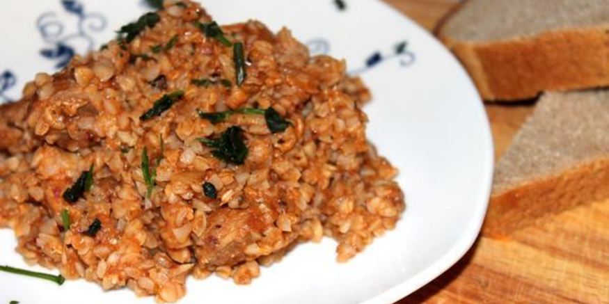 Рецепт томленой гречки со свининой