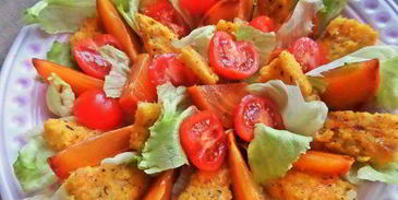 полента с беконом и овощами