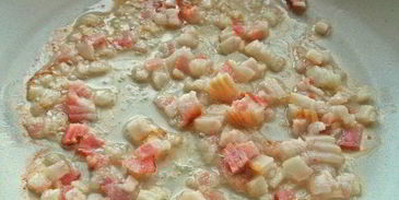 полента с беконом и овощами