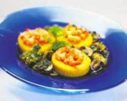 Полента с креветками