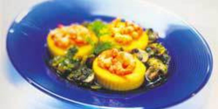 Рецепт поленты с креветками