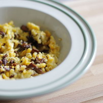 Полента с лисичками