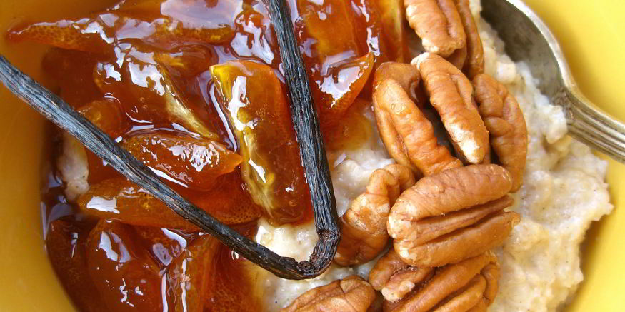 Рецепт овсяной каши с ванилью, кумкватом и пеканом